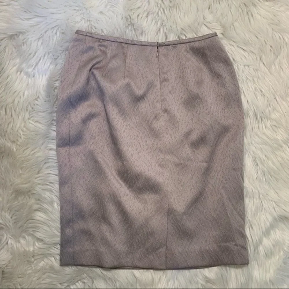 Nipon Boutiqe Women's Size 8 Petite Pencil Skirt Textured Light Gray Sheen Lined